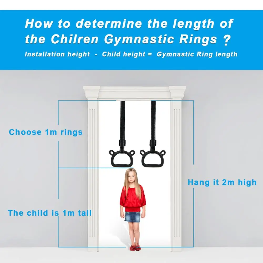 Anillos de gimnasio de plástico para niños, anillos gimnásticos con correas ajustables, anillos de Fitness antideslizantes, anillos de ejercicio