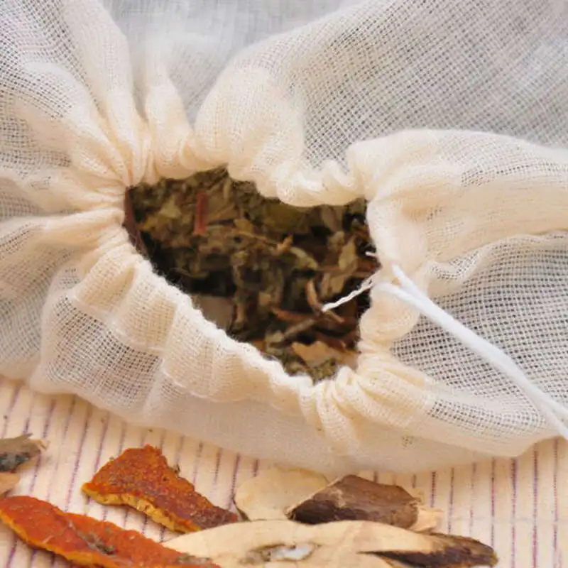 10/25PCS Empty Teabags Cotton Muslin Drawstring Strainer Tea Spice Food Separate Filter Bag Drawstring Tea Bags