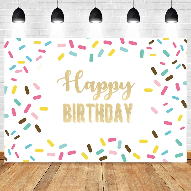 Mocsicka Happy Birthday Photography Background Colorful Spots Decoration Props Baby Shower Photo Backdrop Banner