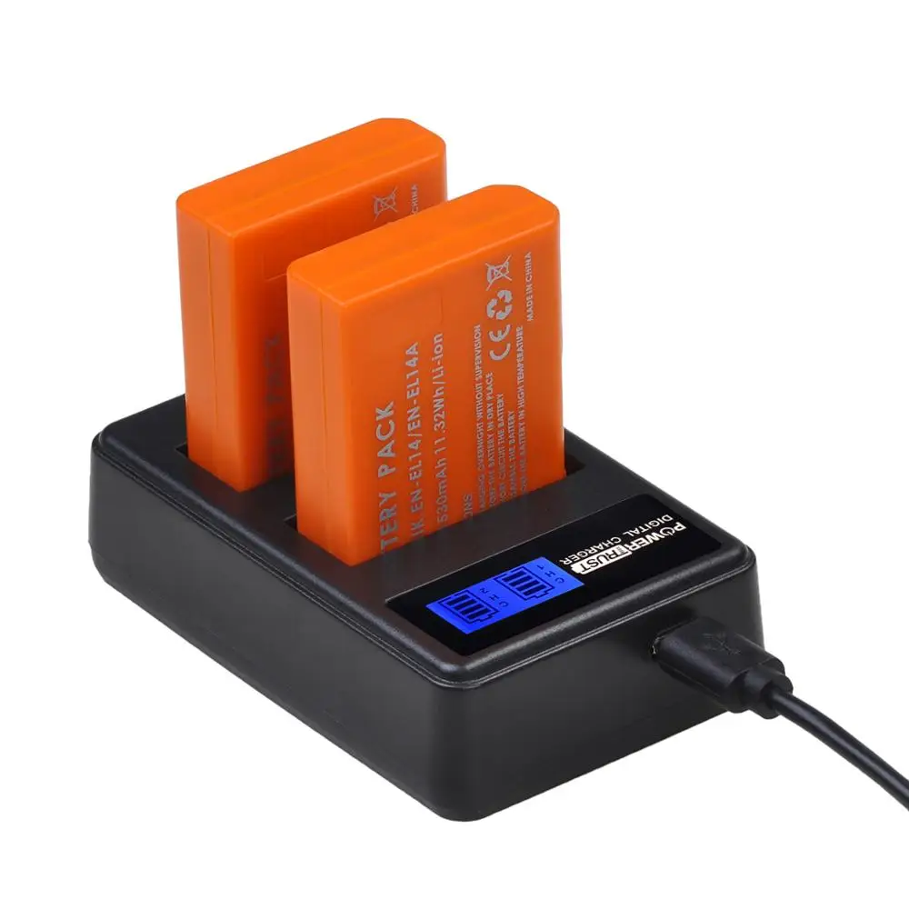 EN-EL14 EN-EL14a  EN EL14 1530mAh Rechargeable Battery + USB Charger for Nikon Coolpix P7000 P7100 P7700 P7800 D3100 D3200 DF