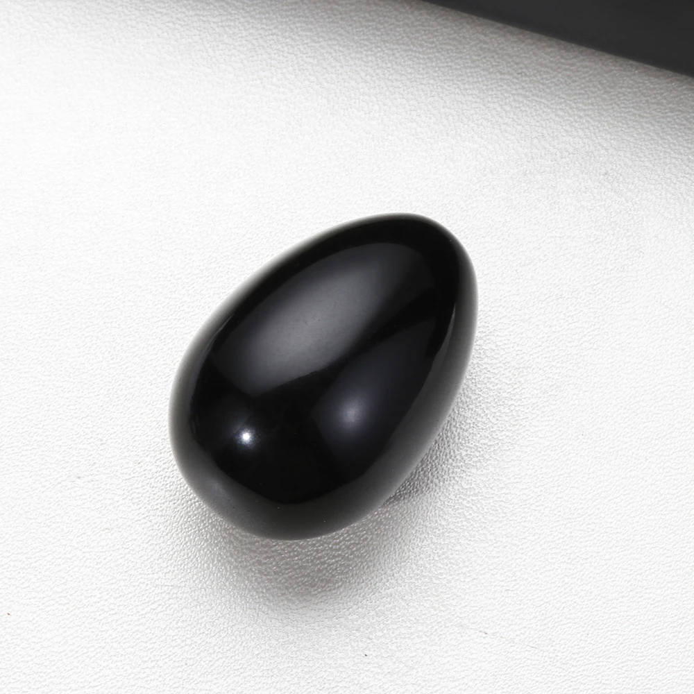 for Collection Natural Black Obsidian White Crystal Egg Pattern Natural Stone Healing Mini Ornament Healing Stone
