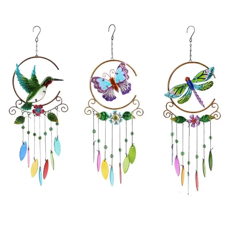 Hummingbird Wind Chimes Garden Decoration Portable Metal  Windbell Windchime for Indoor Outdoor Patio Balcony Decor PartyGift