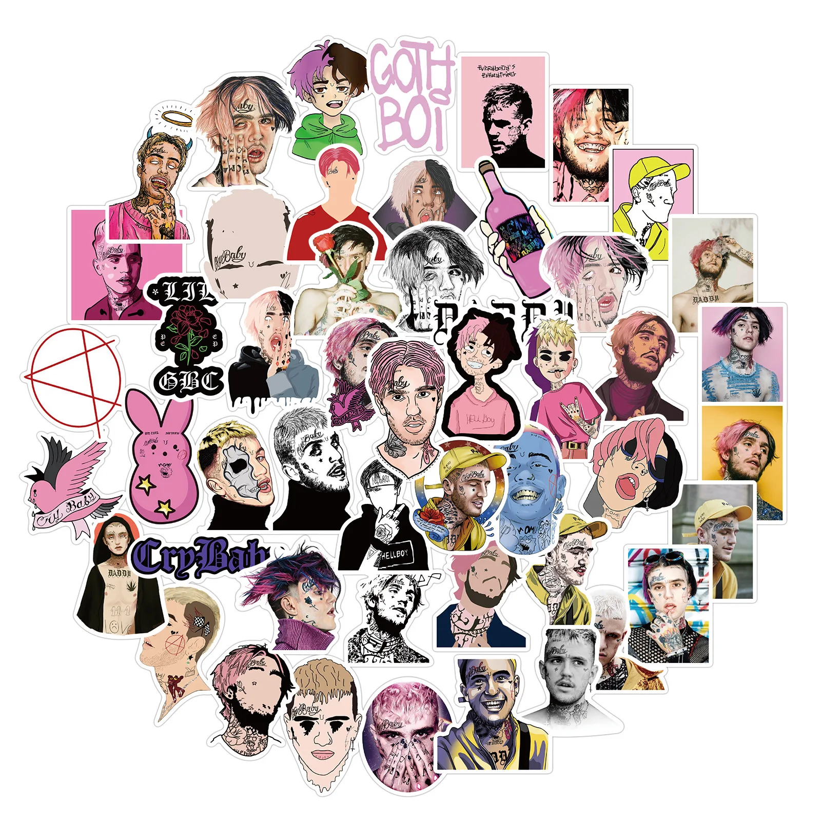 10/30/50PCS Rapper Lil Peep Graffiti Waterproof Sticker Suitcase Notebook Mobile Phone Refrigerator Skateboard WaterCupWholesale