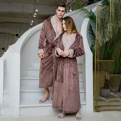 Lovers Winter New Coral Fleece Sleepwear Nightgown Men And WomeBathrobe Flannel Robe Kimono Gown Soft Homewear Intimate Lingerie