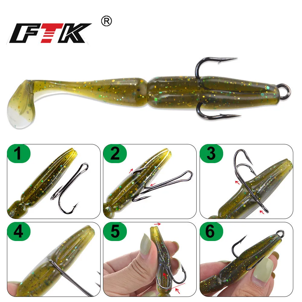 FTK 20pcs/pack Fishing Hooks Double Fishing Hooks Barbed Carp Fishhook For Soft Worm Lure High Carbon Steel Duple Hooks