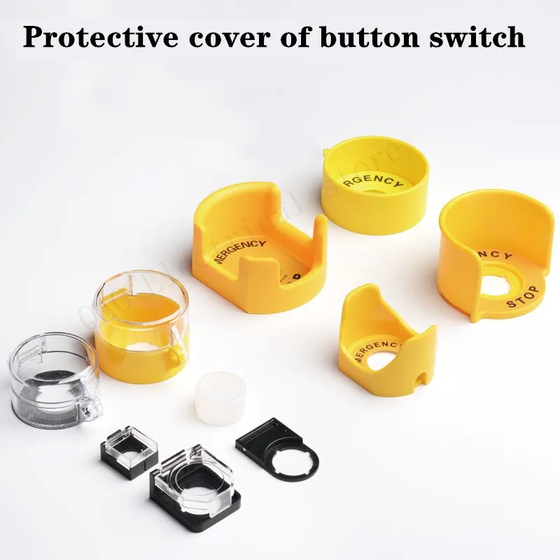 16mm Switch protective cover emergency stop button protective cover elevator emergency stop seat 16 22 size Yuanbao round