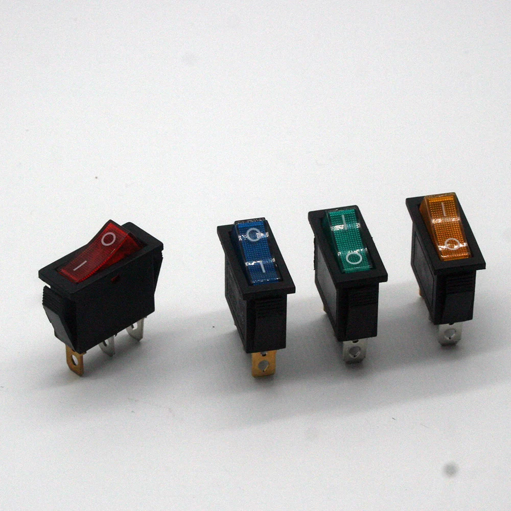 1pcs KCD3 Self-locking Rocker Switch ON-OFF 2 Position 3 Pin Electrical equipment With Light Power Switch 16A 250VAC/ 20A 125VAC