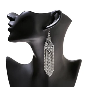 Langkettenohrringe für Frauen, ethnische, ästhetische, geometrische, Zigeuner, hängende Ohrringe, indischer Jhumka, Schmuck, Kolczyki 8 Hauptverkäufe im Bild - №6