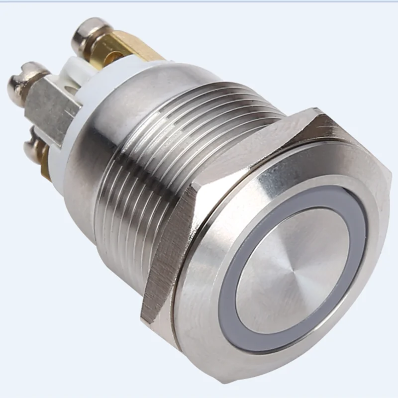 

ELEWIND 16 мм винтовая клемма с плоской головкой из нержавеющей стали Кнопочный переключатель с кольцевой подсветкой Мгновенный (1НО) (PM161F-10E/L/B/12V/S)