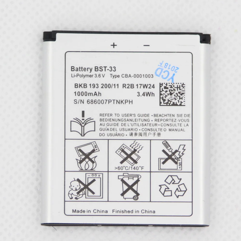 ISUNOO 950mAh BST-33 BST 33 Battery Replacement For Sony Ericsson K800 I SATIO U1 W880I K810I W100I T700 T715