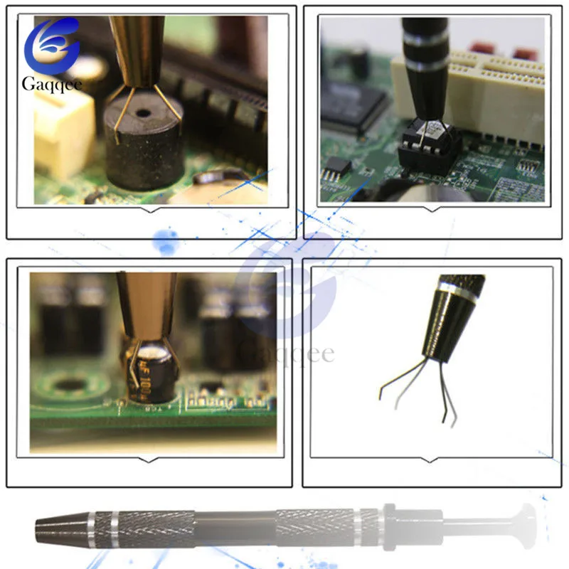 Electronic Component Grabber IC Extractor Pickup BGA Chip Picker Patch IC Suck Pen Electronic Repair Tools  Metal Four Claw