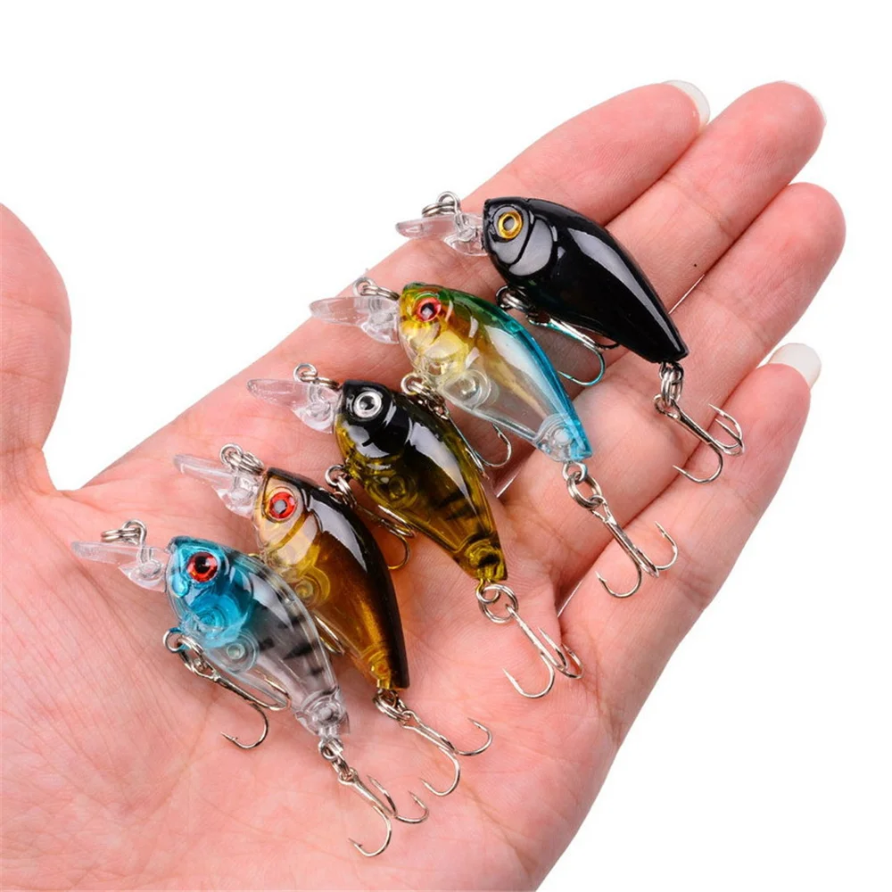 1Pcs 3.5g 4.5cm Top water Mini Bionic Crank Hard Bait Minnow Wobbler Fishing Lure Swimbait With Treble Hook For Trout Carp Bass