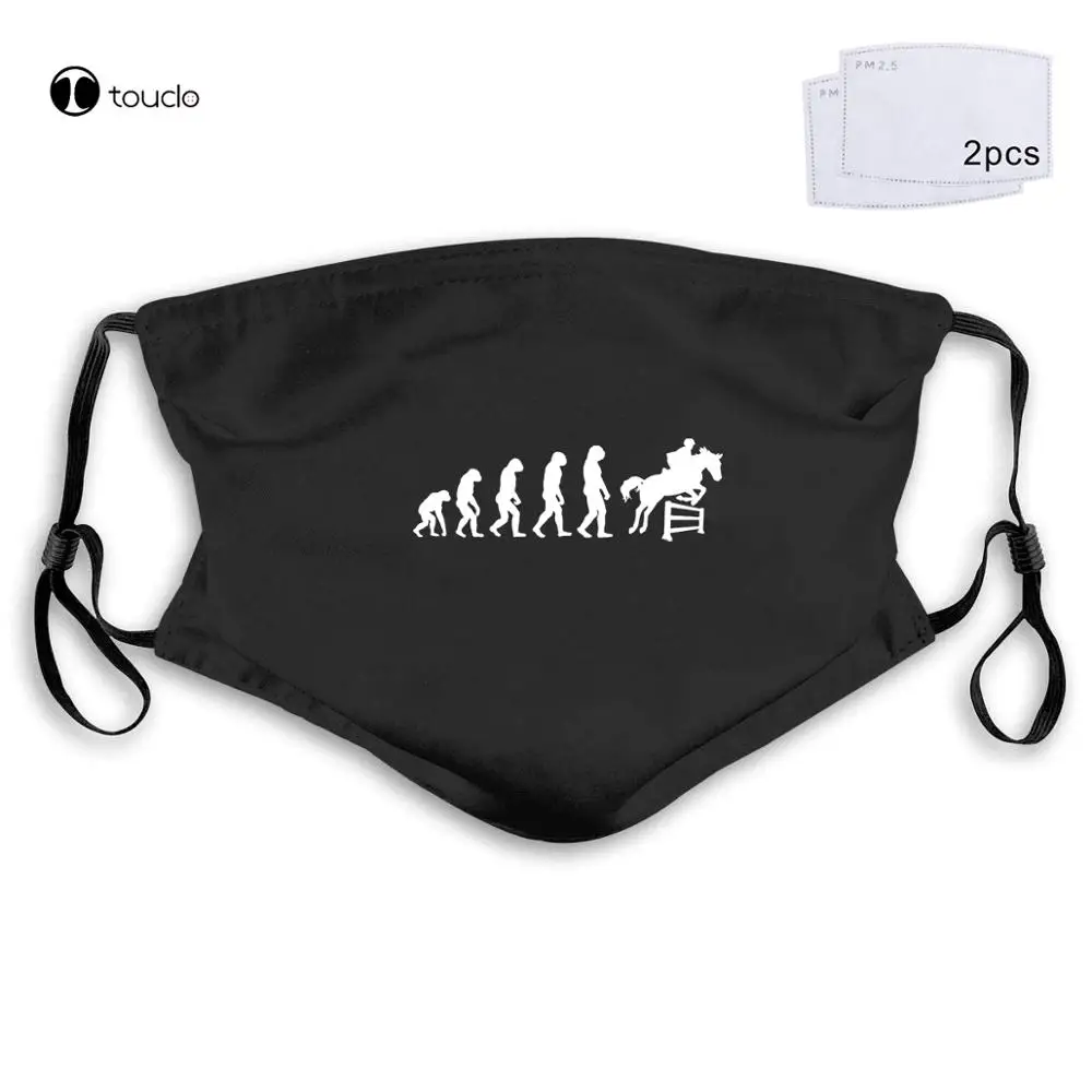 Latest Tops Evolution of Horse Riding Funny Horse Riding Equestrian Hip Hop  Face Mask Filter Pocket Cloth Reusable Washable