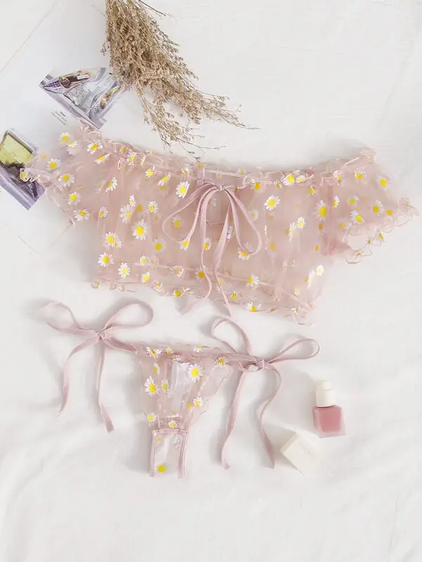 Trajes de baño de dos piezas para mujer y niña, traje de baño informal de manga corta con hombros descubiertos y cordones, Color sólido, ropa de