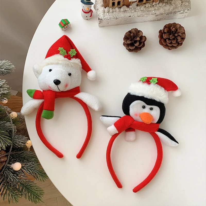 Gingerbread Man Hair Hoop หมี Snowman Headband Santa Claus Headbands คริสต์มาส Party Xmas Photo Props M6CD