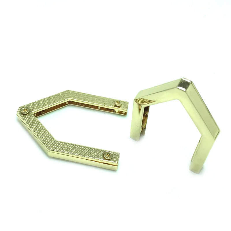 Handbag triangle decoration end clips by screws,Gold color strap cover clasp