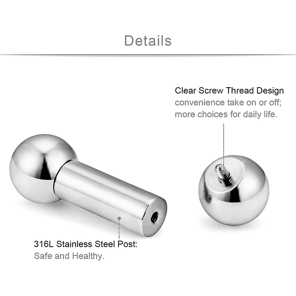 1PC Stainless Steel Large Size Straight Barbell Internal Threaded Big Gauge Horseshoe Rings Captive Bead Ring Earring Piercing