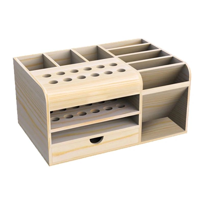 Tool Stand Holder Box Compartment Storage Cellphone Screwdrivers Wooden Multifunctional Desktop Parts Deposit