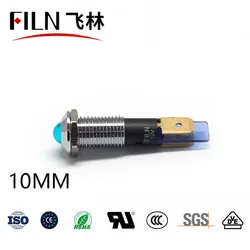 FILN Metal 10mm 12v 24v 220v red blue green signal lights high quality 110 volt led indicator lights with soldering pin