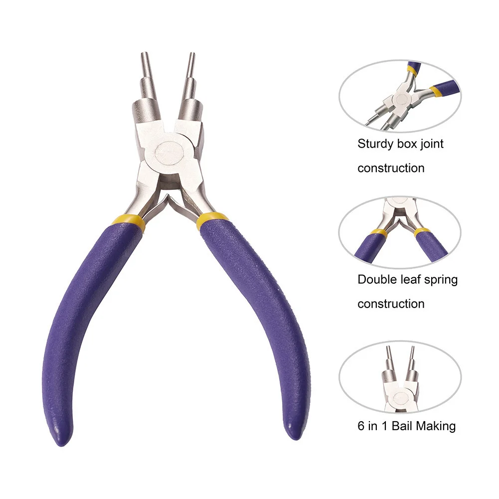 Carbon Steel Round Nose Pliers DIY Nickel Iron Pliers Hand Tools Jewelry Accessories Making Six Section Pliers