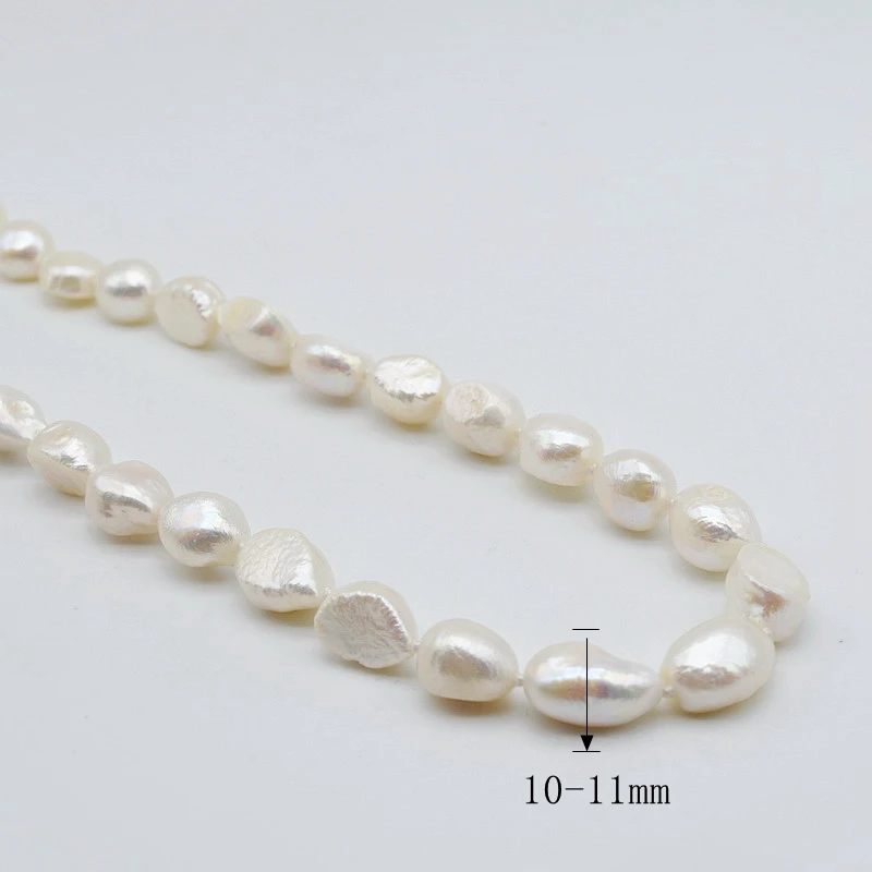 Genuine Baroque Necklace Irregular Shape Natural White Pearl Diameter 10-11mm Classic Simple Style Women\'s Pearl Necklace