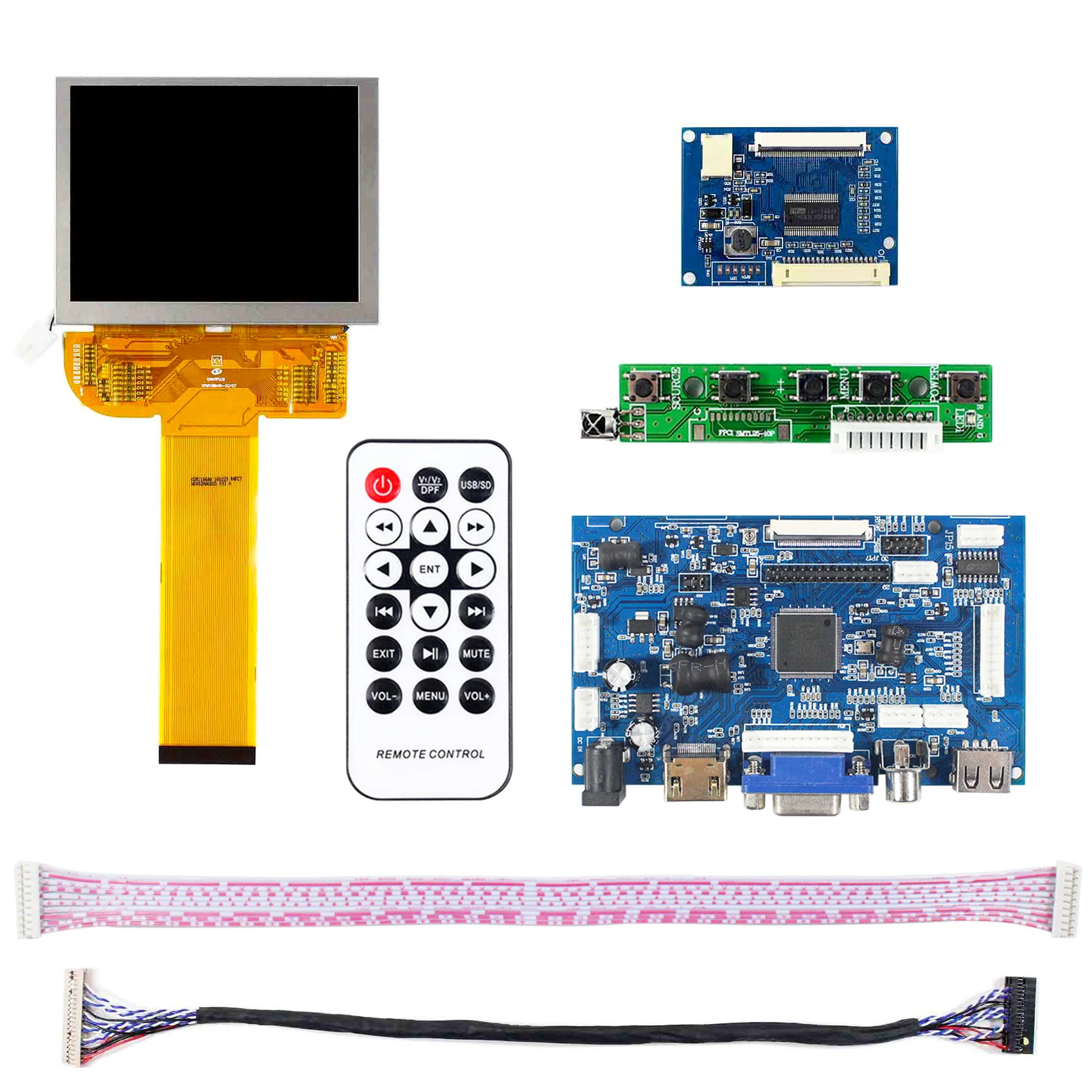3.5 "VS035SD1 3.5Inch 800X600 Layar LCD Bekerja dengan HD Serta VGA 2AV Otomatis USB Penyesuaian Kecerahan LCD Papan