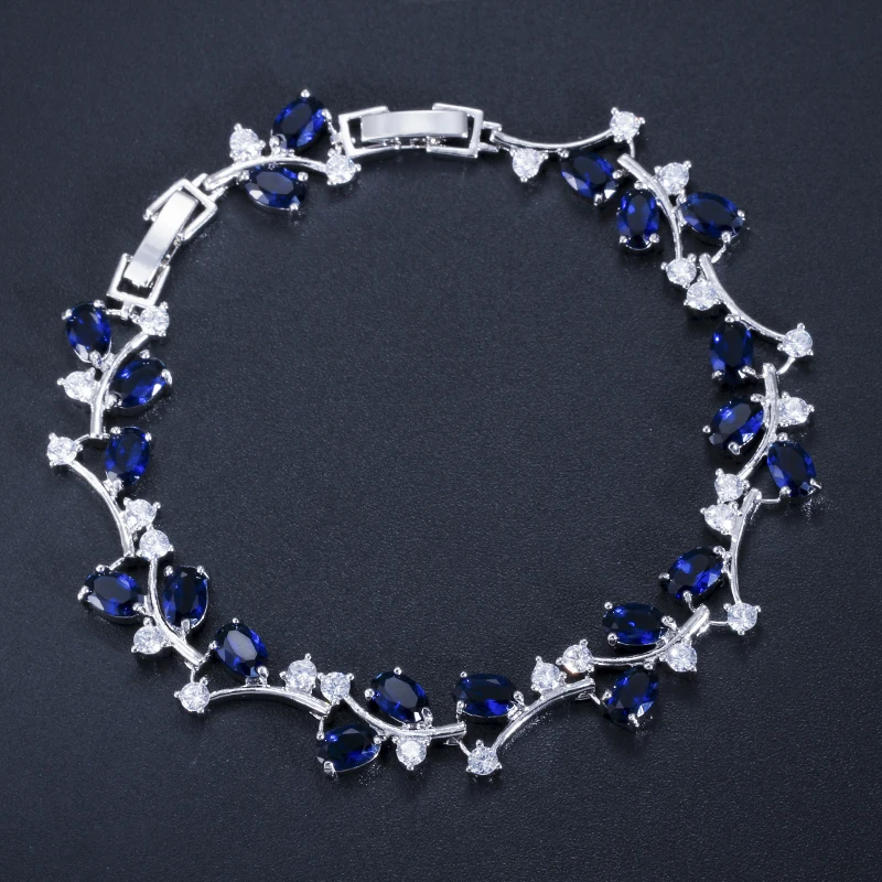 CWWZircons 6 Farboptionen Weißgoldfarbenes Handgefertigtes Österreichisches Kristall-Tennisarmband in Lila für Damen Großhandel S0099 – Detail 4