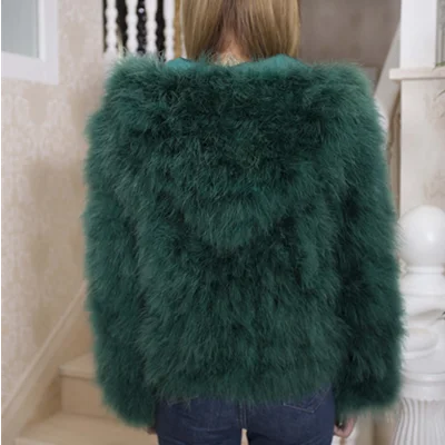 Free Shipping genuine ostrich coat with hat Women Ostrich Fur jacket waistcoats customized big size