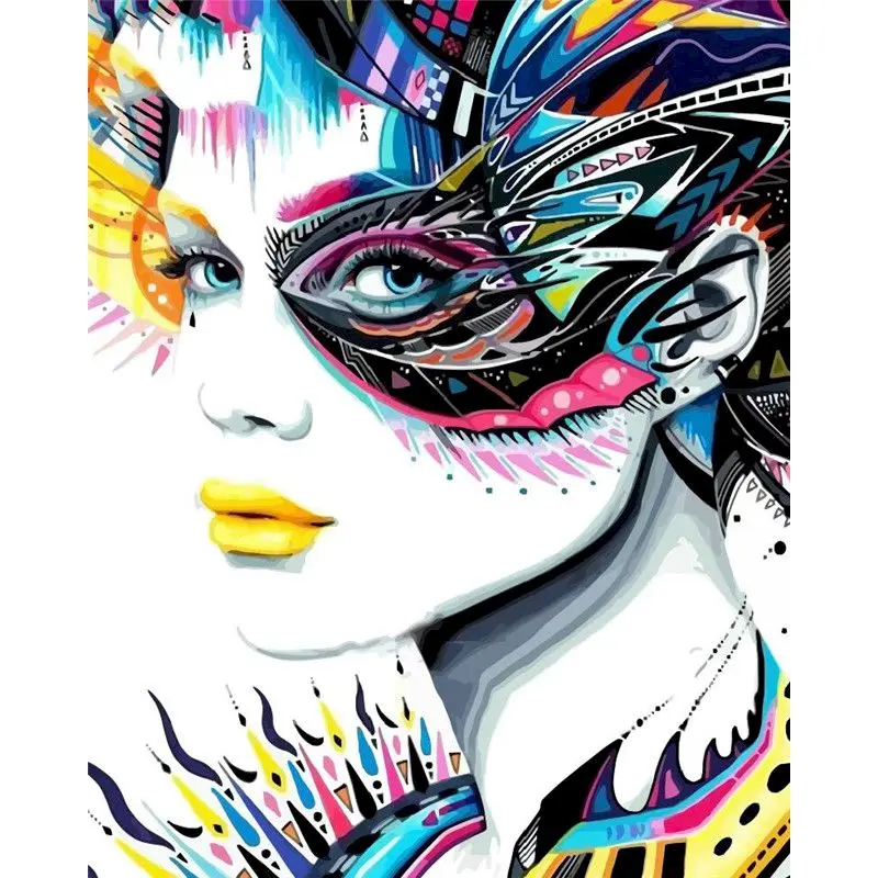 GATYZTORY 60x75cm Rahmen Diy Malen Nach Zahlen Abstrakte Frau Figur Malen Nach Zahlen Auf Leinwand Acryl Diy geschenk