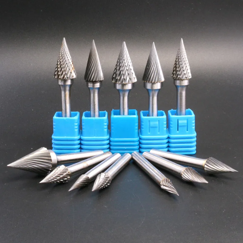 M Cone Shape 1/4 6mm Engraving Carving Tools Tungsten Carbide Rasp Milling Cutter CNC Rotary Die Grinder Bit Metal Wood Wrorking