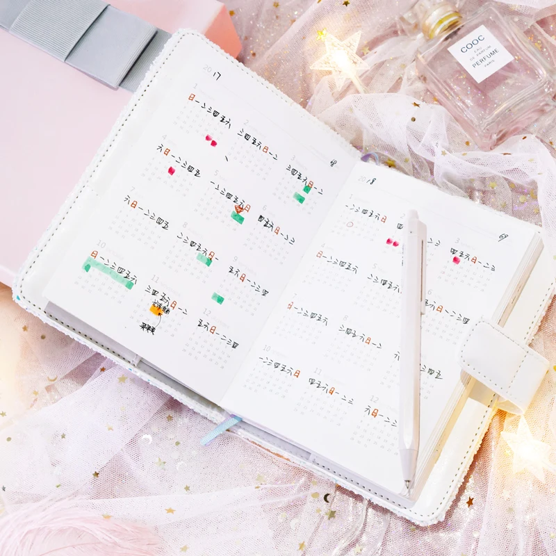 كينبور دفتر يدوي إبداعي جدول تعبئة ذاتي الكفاءة هذه الخطة A6 قوس قزح قطعة ماسية الملمس دفتر يوميات