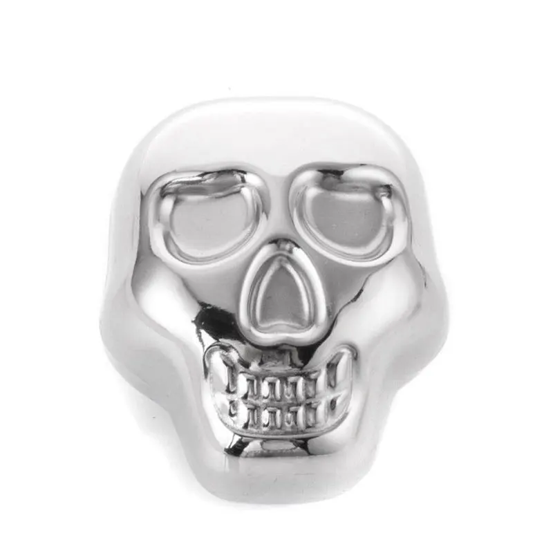 Stainless Steel Skull Ice Cube Drink Beer Cooler For Bar Cocktails Cooling Whiskey Stone 1pcs Household Party Freezing Ice cube