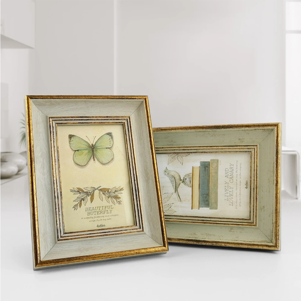 Wooden Picture Frame Vintage Portrait Photo Frames 6 Inch 7 Inch Wedding Anniversary Retro Landscape Horizontal Poster Frame