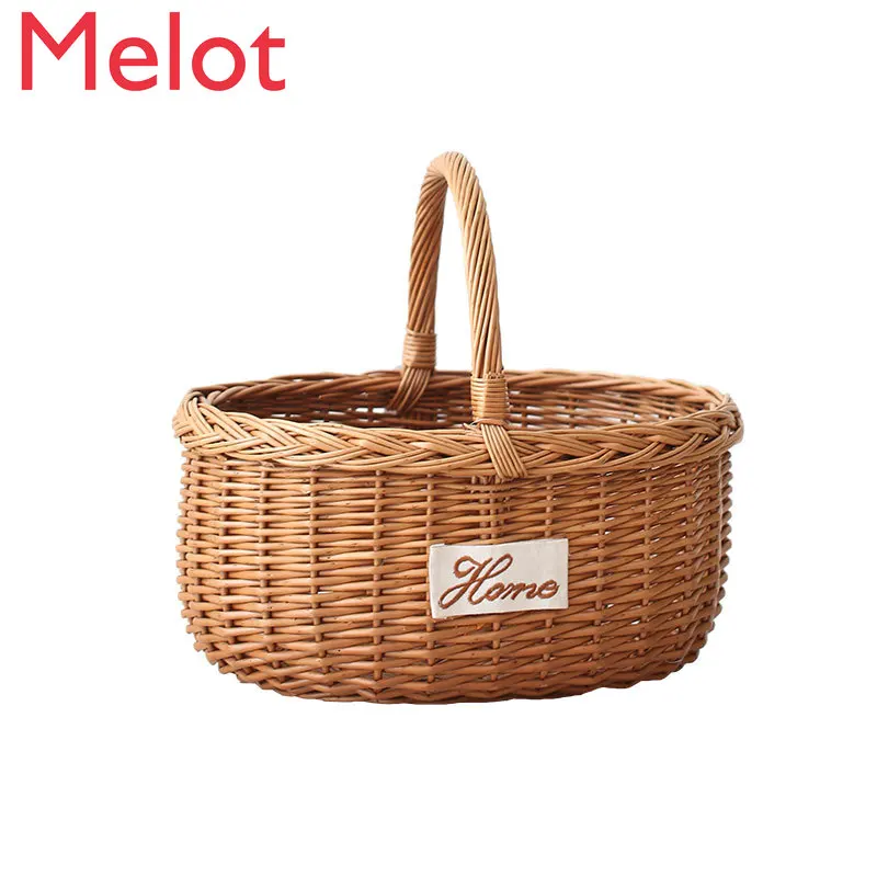 

Picnic Basket Ins Handmade Wicker Woven Outdoor Basket Fruit Basket Bamboo Woven Storage Basket fruit basket wicker rattan