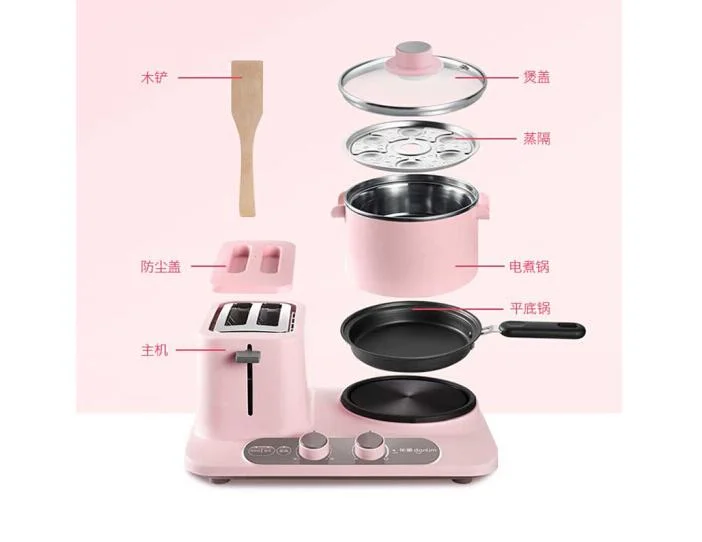 COOKER household breakfast machine Fried Eggs steamer pan pink diy cooker 230v Donlim DL-3405 3in1 Bread maker Coffee roaster