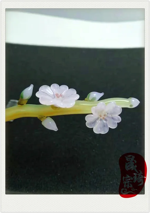 Luxo artesanal de vidro dip caneta japonês e coreano papelaria personalizado caneta saco da pena da flor de pêssego