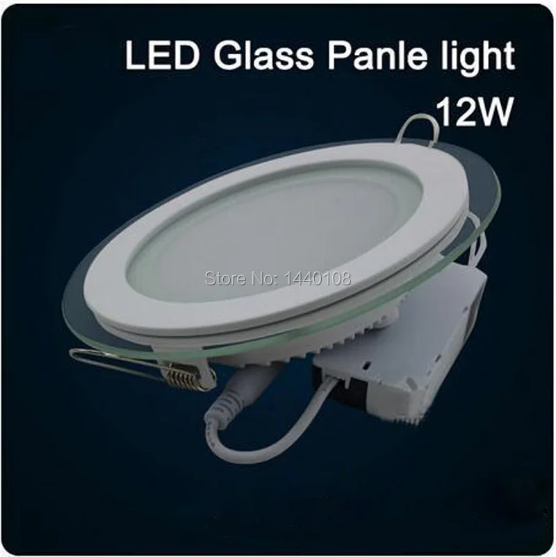 50pcs Glass Round Panel Lights Ultra Thin Recessed Wall Ceiling Downlight AC85-265V 6W/12W/18W SMD5730 LED Indoor Light