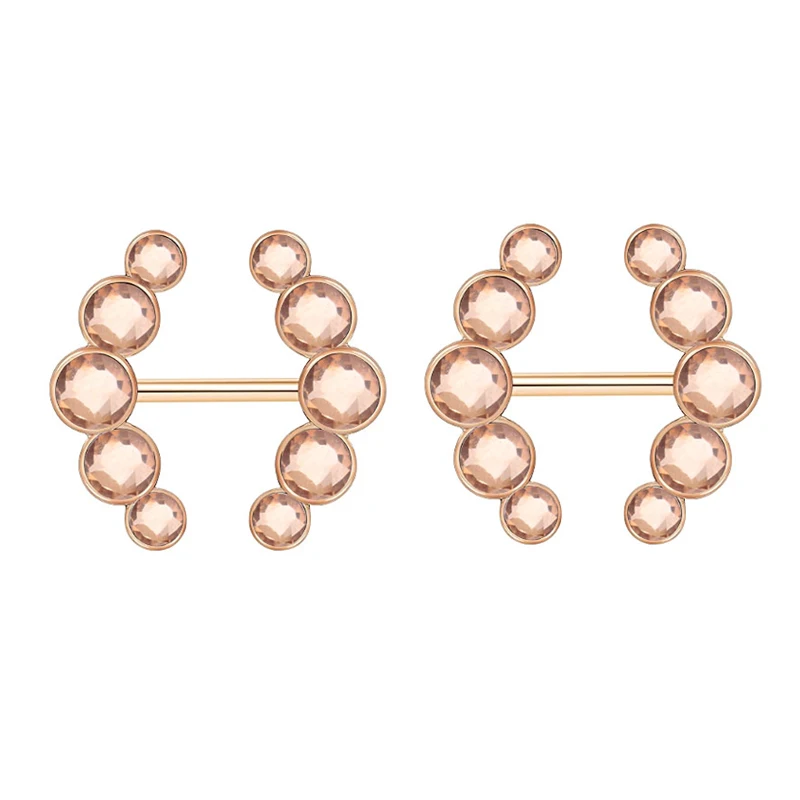 2pcs Red Crystals CZs Nipple Piercing Heart Barbell