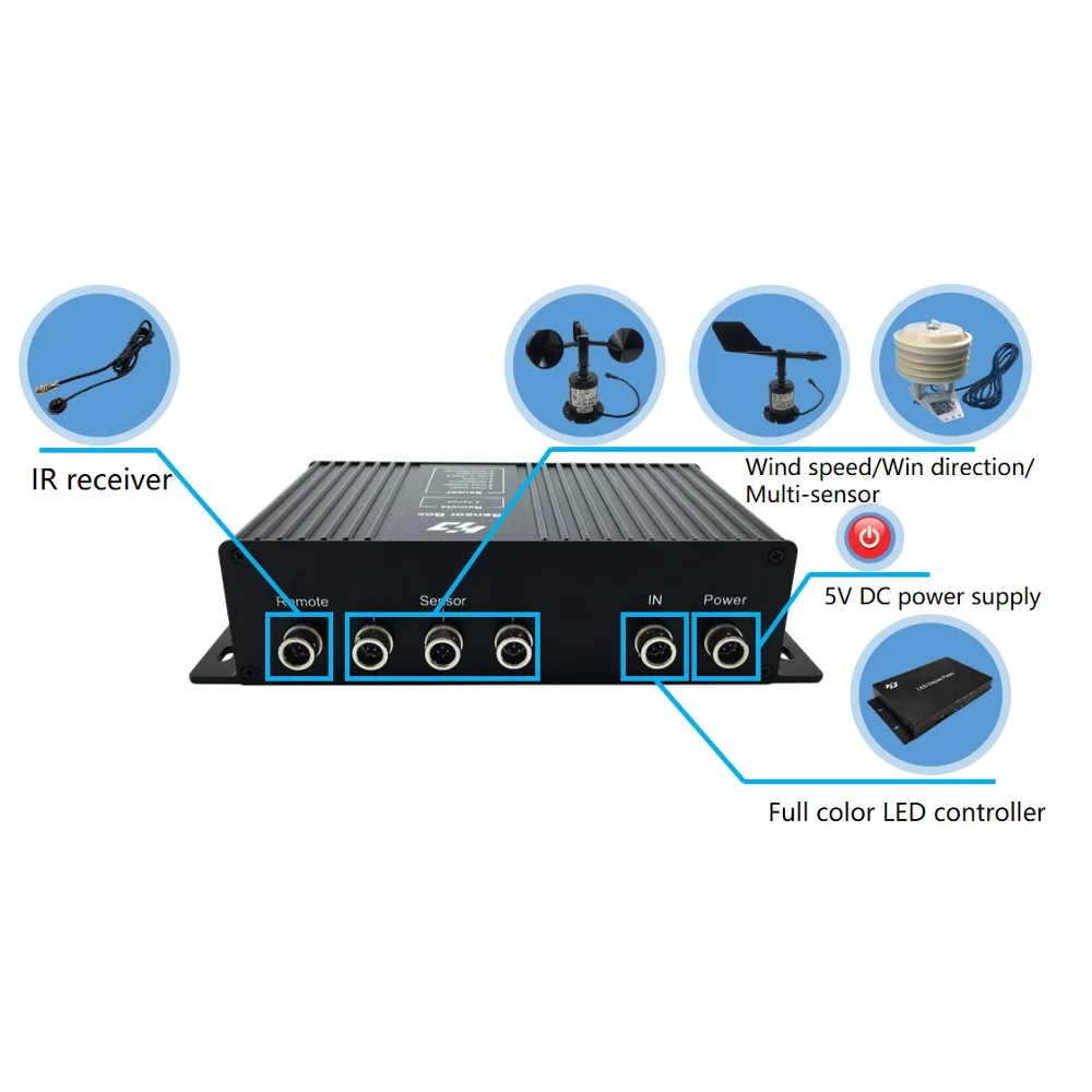 HUIDU HD-S208 temperature, humidity, brightness, PM alue, wind speed, wind direction, noise Environmental Monitoring Sensor Box