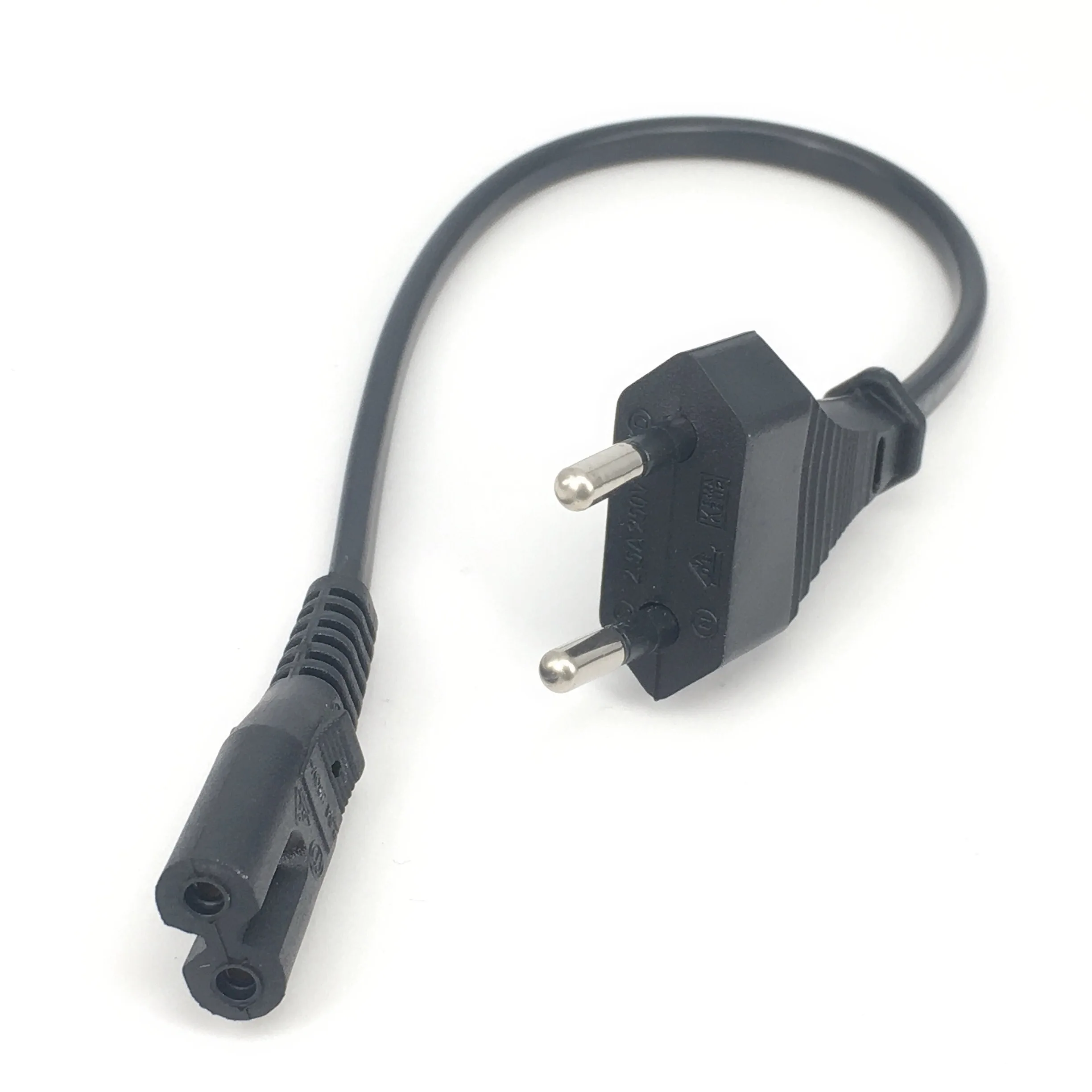 IEC 320 C7 Figure 8 To EU 2 Prong Plug AC Power Cord 30cm/50cm Copper Power Cable 2.5A 250V