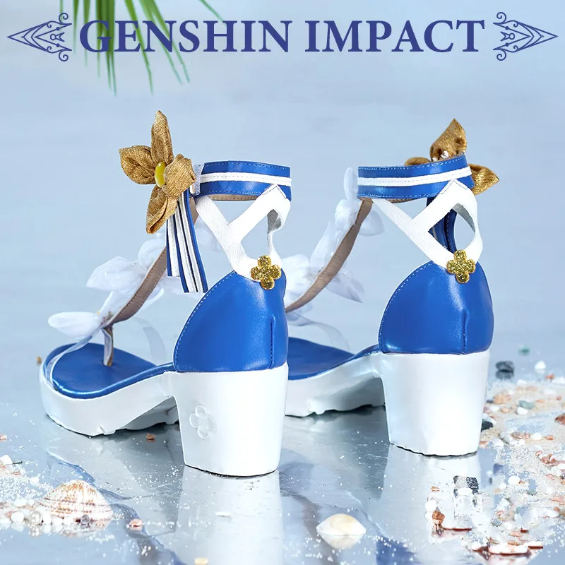 AGCOS Game Genshin Impact Barbara Cosplay Shoes Woman Summer High Heels Shoes