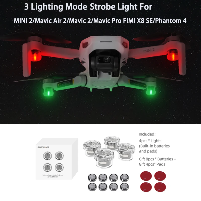 For DJI FPV/MINI SE Flash Strobe Lamp Night Flight Light  DJI Mavic Air 2S / Mini  2 3/Phantom 4 FIMI X8 SE Drone Accessories