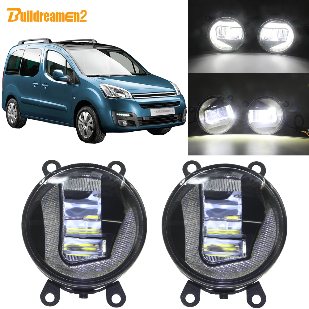 

Buildreamen2 2in1 Car LED Projector Fog Light + Daytime Running Lamp DRL White H11 Socket 12V For Citroen Berlingo B9 2012-2015