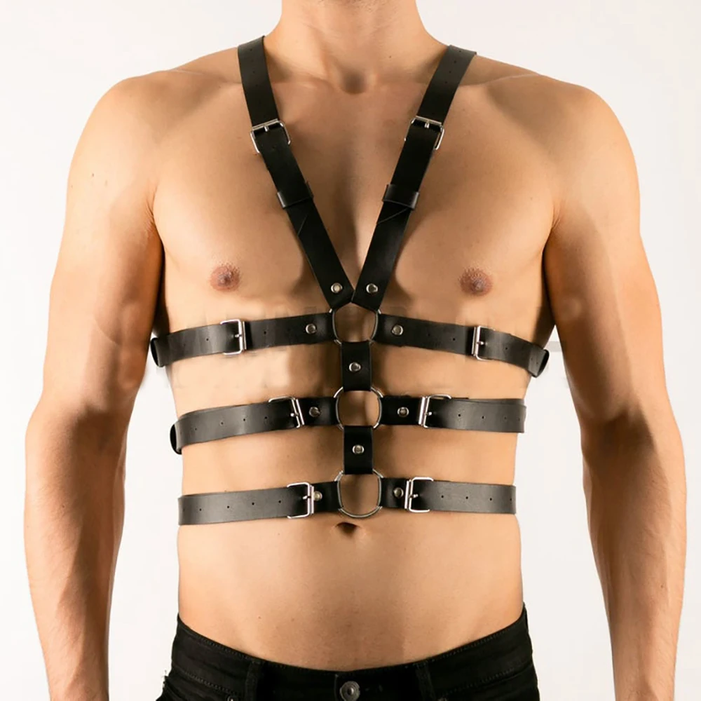 Handmade PU Sex Harness Belt Fetish Men Gay Underwear Gothic Exotic Punk Style Adjustable Body Chest Harness BDSM Bondage Belt