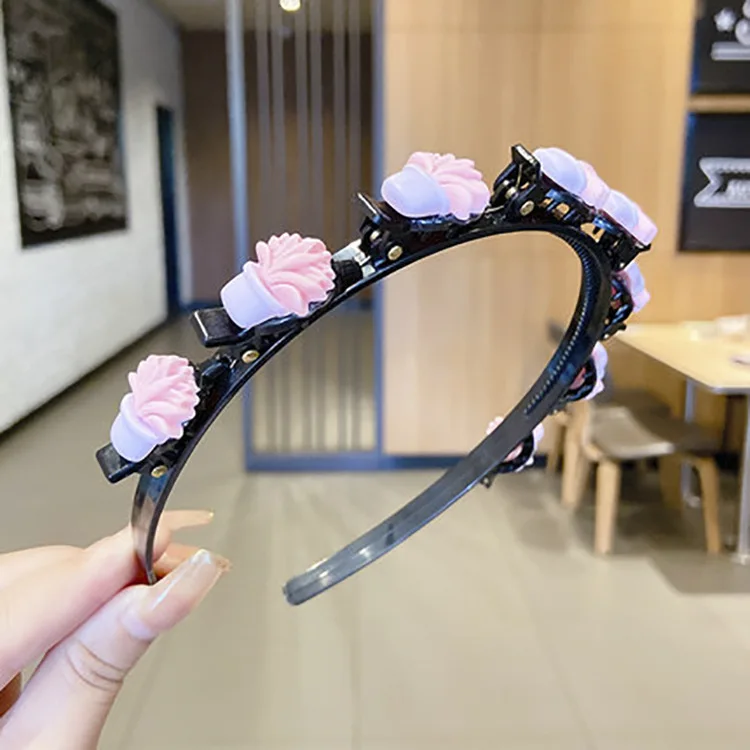 2022 Hot Sale Cute Baby Flower Fruit Cartoon Style Hair Band Braided Hair Artifact Not Hurt Hairpin Hair Accessories Headwear