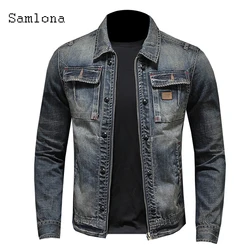2022 New Spring Autumn Simple New Men Denim Jackets Casual Fashion Slim Fits Jean Denim Jacket Patchwork Zipper Mens Clothing