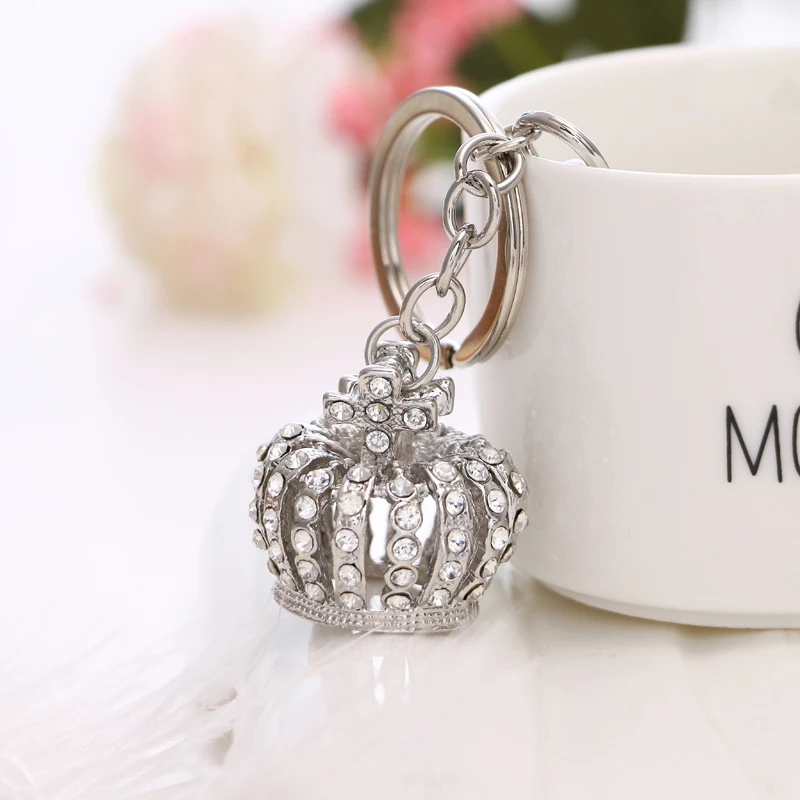 2021 spring new fashion rhinestone cute noble hollow crown crystal gemstone bag wallet keychain birthday party gift