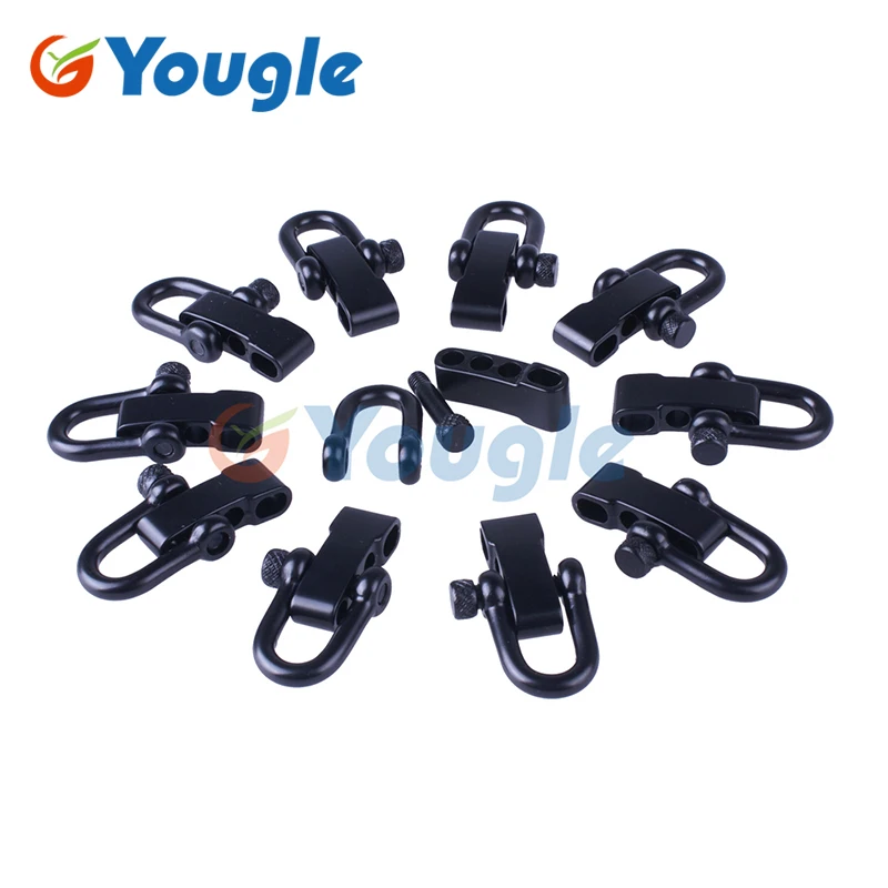 YOUGLE 10 Pcs/Lot  Zinc Alloy U Shape Adjustable Shackle Buckles for  550 Paracord Bracelet Outdoor Survival Project