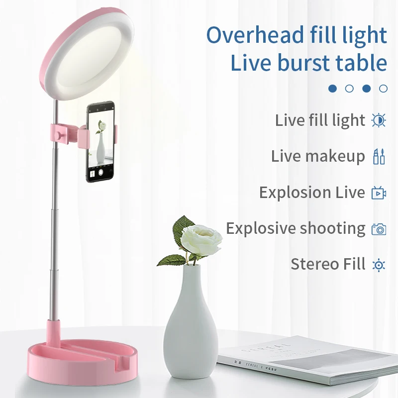 Led Ring Light for Mobile Phone Stand Computer Brightness Adjustable Selfie Lights Live Broadcast Video Fill Light Beauty