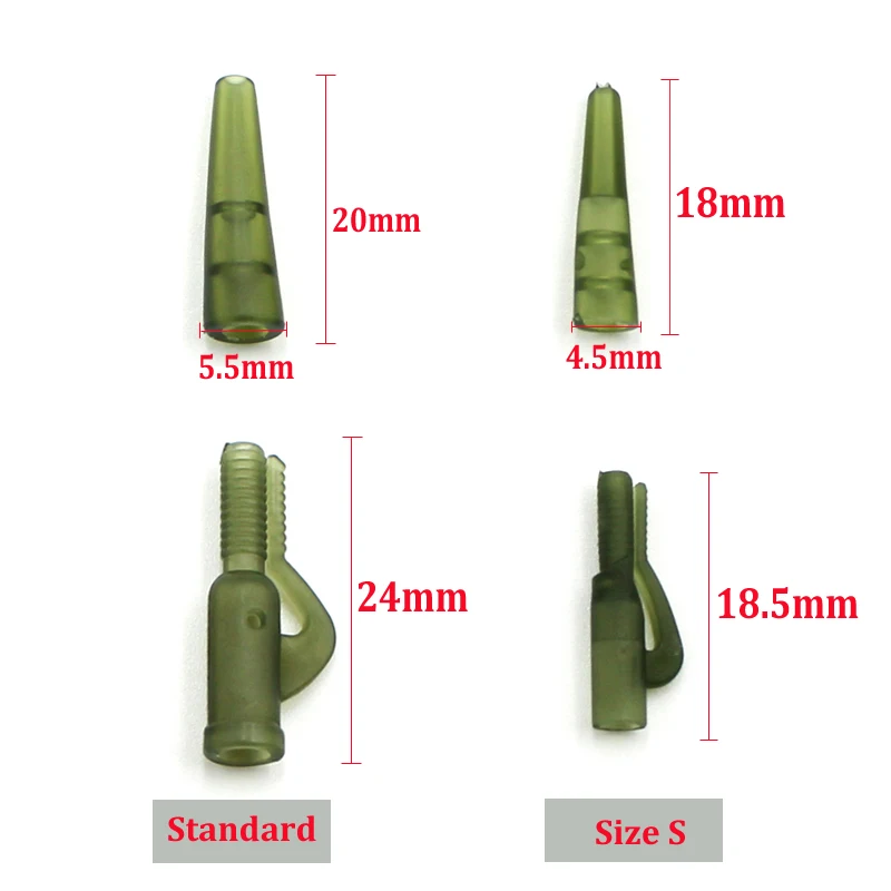 20 قطعة صيد سمك الشبوط معالجة صغيرة سلامة الرصاص مجموعة مشابك قطب المفاجئة موصل الكارب معدات صيد الأسماك معالجة الملحقات الذيل المطاط